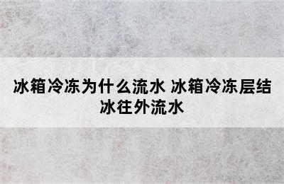 冰箱冷冻为什么流水 冰箱冷冻层结冰往外流水